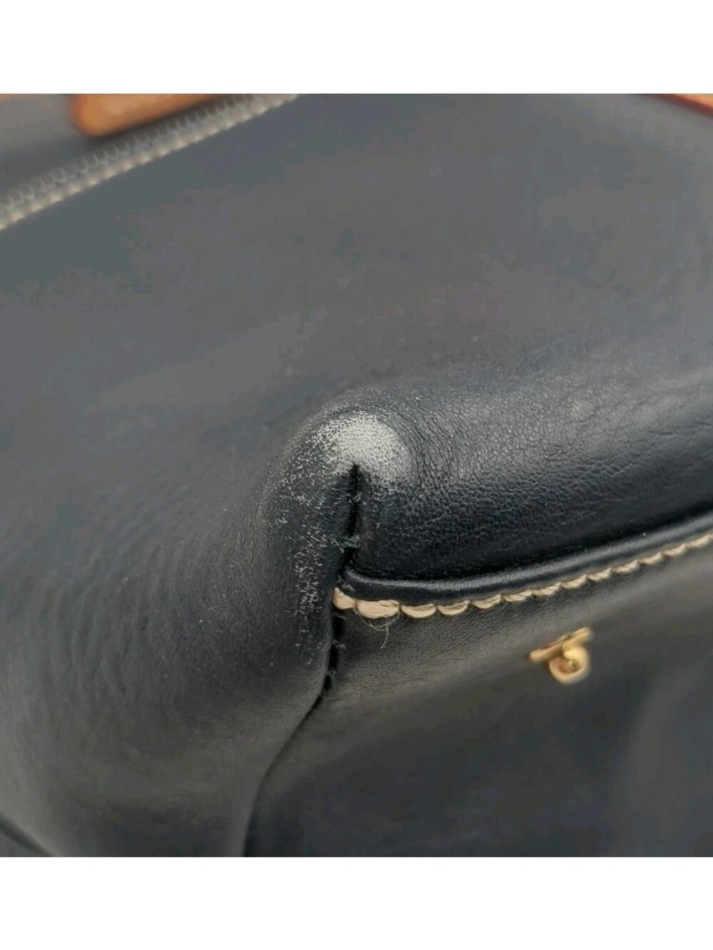 Dooney & Bourke Navy Pebbled Leather Dillen Double Pocket Satchel Purse - Picture 6 of 16
